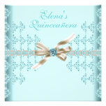 Teal Diamonds Teal Quinceanera Personalized Invitations