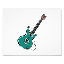 teal electric guitar music graphic.png photographic print