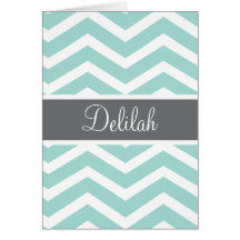 Teal Grey Gray Chevron Custom Card