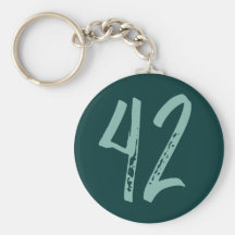 TEAL GRUNGE STYLE NUMBER 42 KEYCHAINS