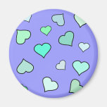 Teal Heart Pattern Refrigerator Magnets