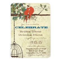 Teal Love Birds Sitting In a Tree Wedding Invite