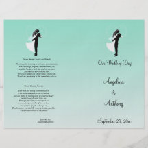 Teal Ombre Silhouette Formal Wedding Program Full Color Flyer