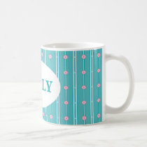 Teal Pink Diamond Stripe Pattern mugs