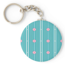 Teal Pink Diamond Stripe Pattern keychains