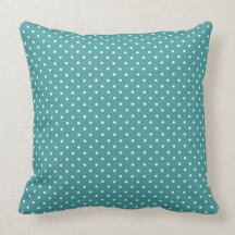 teal polka dots throw pillows