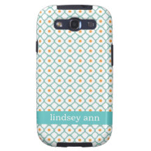 Teal Quatrefoil and Orange Dot Samsung Galaxy Case