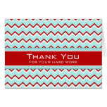 Teal Red Chevron Employee Anniversary Card