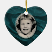Teal Satin Heart Memorial Ornament
