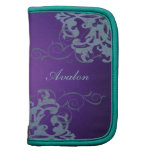 Teal Scroll Floral Purple Folio Planner