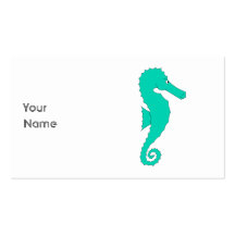 Teal Seahorse Business Card