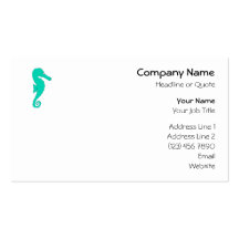 Teal Seahorse Business Card Template