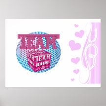 team bride bridesmaids wedding bridal party pink posters
