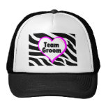 Team Groom (Heart Zebra Print) Hats