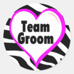 Team Groom Zebra Stripes Round Stickers