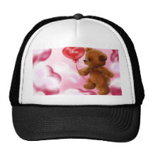 Teddy Bear With Heart Balloon Hat