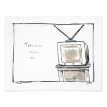 Television TV scares me fun simple original art Personalized Invitation
