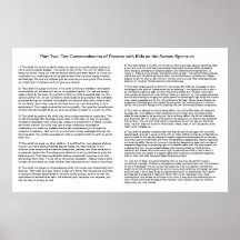 Ten Commandments of Parents with Kids on the Autis Posters