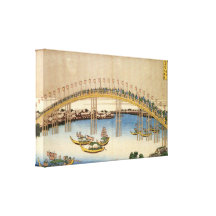 Tenma bridge by Hokusai Stretched Canvas Print