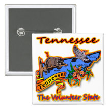 Tennessee The Volunteer State Racoon Flower Bird B Pinback Buttons