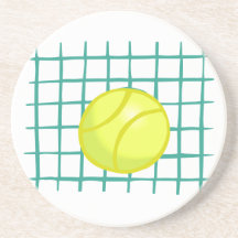 tennis ball and net simple graphic coaster