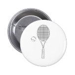 Tennis Racket and Ball Outline Button Badge