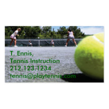 tennis, T. Ennis, Tennis Instruction 212.123.12... Business Card Template