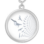 Terns in Flight on a Silver Plated Necklace