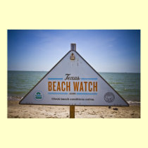 Texas beach watch sign posters