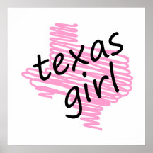 Texas Girl with Scribbled Texas Map Poster