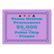 Texas Holdem Poker Chip Plaque $5k (100ct) Business Card