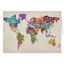 Text Map of the World Card