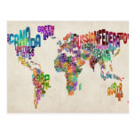 Text Map of the World Post Cards