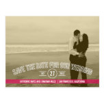 Text Overlay Save The Date Cards - Fuchsia Postcard