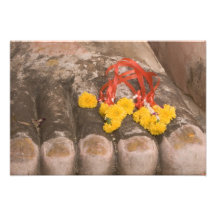 Thailand, Buddha's feet and Marigold offering Photographic Print