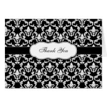 Thank You Black Damask Card