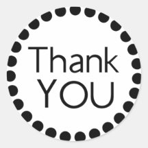 Thank You Black Polka Dot Greeting Sticker