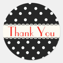 Thank You Black & White Polka Dot Sticker / Label