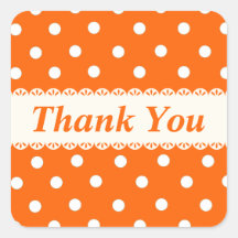 Thank You Blue Orange Polka Dot Sticker / Label