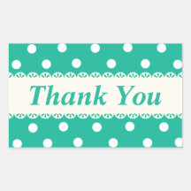 Thank You Blue Turquoise Polka Dot Sticker / Label