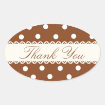Thank You Brown & White Polka Dot Sticker / Label