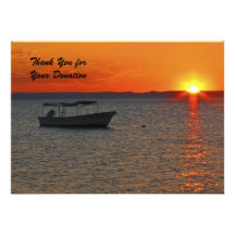 Thank You for Your Donation, Sunset Fishing Boat Card