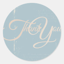 Thank You Label Seal - Wedding Blue Round Stickers