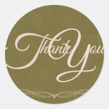 Thank You Label Seal - Wedding Olive Green Round Sticker