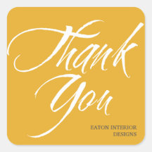 Thank You labels bold brush stroke golden yellow Square Stickers