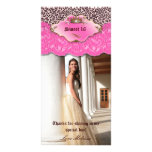 Thank You Leopard Lace Jewel Sweet 16 Pink Customized Photo Card