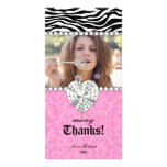 Thank You leopard zebra Lace Pearls Jewel Sweet 16 Customised Photo Card