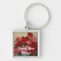'Thank You Mum' Roses & Peonies Key Chain
