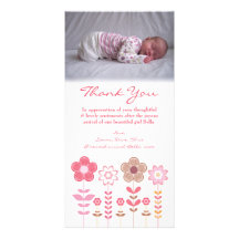 Thank You Note Baby Girl Photo Card Template