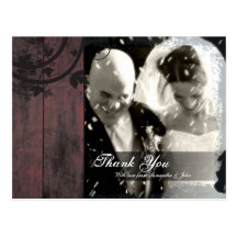 Thank You Photo Wedding Postcard Rustic Barn Board